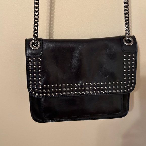 Patricia Nash purse. Black leather with studs and chain-link strap.. - Picture 1 of 6